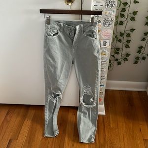 Green mom jeans ripped from American eagle